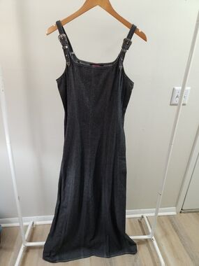 RRD Black Denim Maxi Fitted Dress